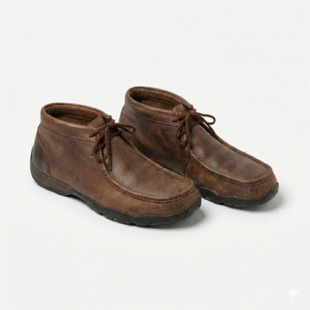Twisted X Comfort Leather Moc Toe Chukka Shoes Brown 7.5